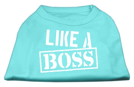 Like a Boss Screen Print Shirt Aqua Sm